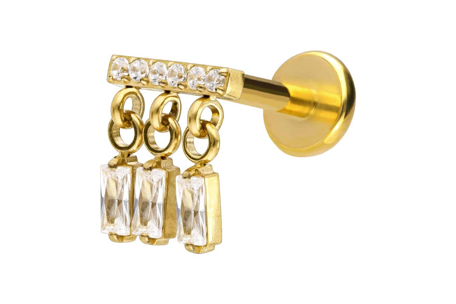 Titan Labret Piercing mit Push Fit WINDSPIEL